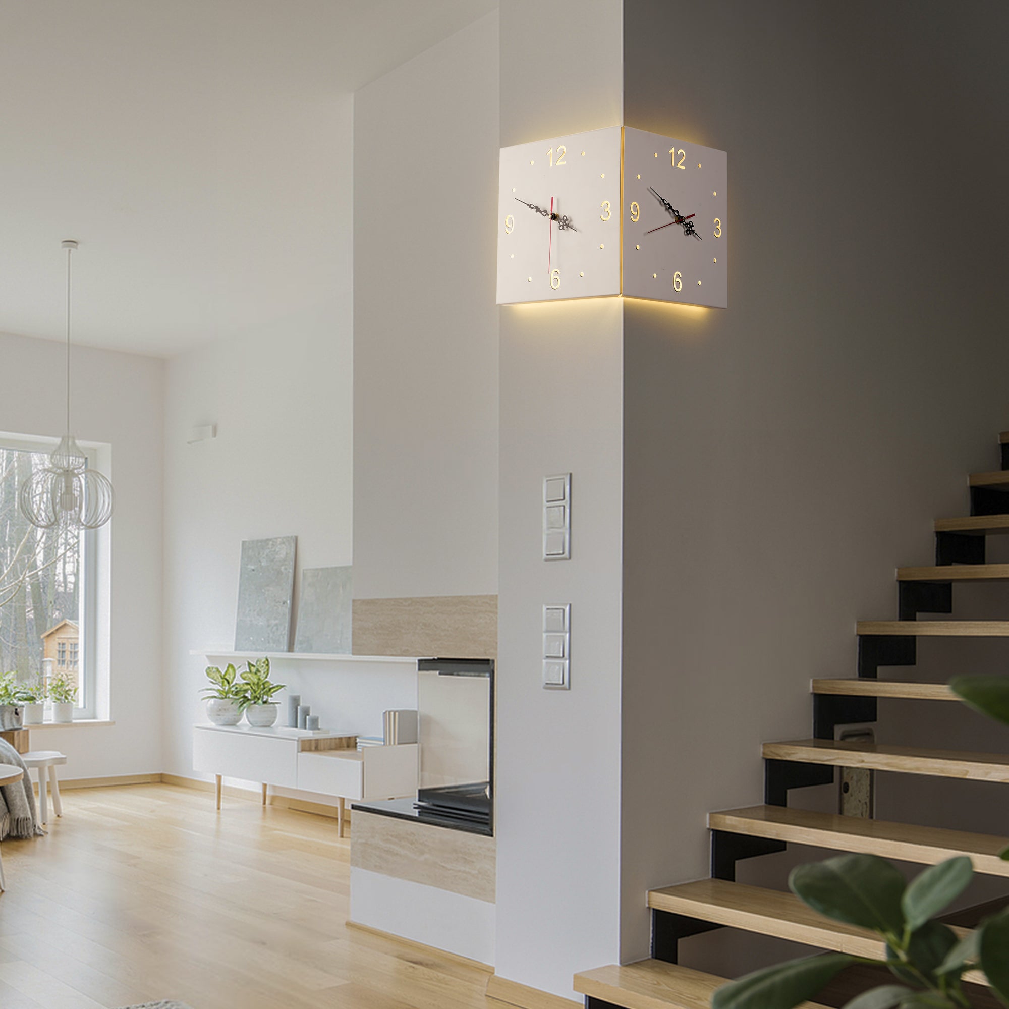 Corner Clock Led Motion Sensor Backlit Corner Clock, Decorative Quartz Wall Clock | EP ...