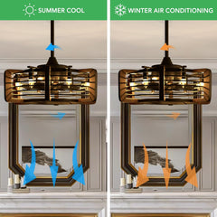 Caged Ceiling Fans with 6 LED Lights