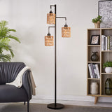 Boho Rattan Floor Lamp