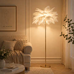 Luxury Ostrich Feather Floor Lamp, 160cm Tall Modern Standing Light with 58+ Extra-Full 45cm Lengthened Feathers