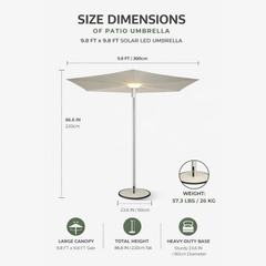 Automatic Solar Patio Umbrella with LED Lighting