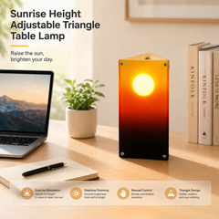 Sunrise Triangle Table Lamp - Interactive Sunset Mood Light with Manual Height-Adjustable 