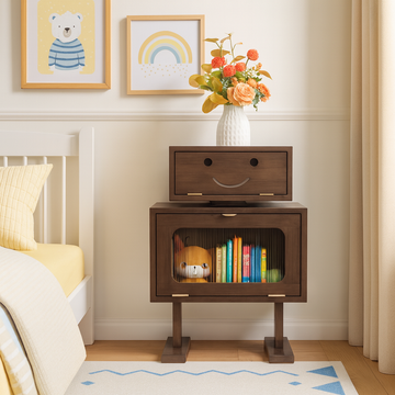 27" Retro Wooden Robot Storage Cabinet