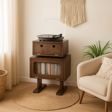 27" Retro Wooden Robot Storage Cabinet