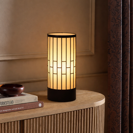 Japanese Style Floor Lamp, Cylindrical Table Floor Lamp with Fabric Shade, Warm Ambient LED Lamp for Living Room, Bedroom, Reading Nook, Minimalist Home Decor