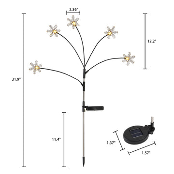 8 Pack Snowflake Solar Swaying Garden Lawn Lights