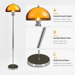Modern Amber Acrylic Floor Lamp with 3 Color Temperatures