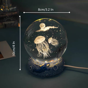 3D Jerryfish Crystal Night Lights, Glass Ball Light Christmas Gifts