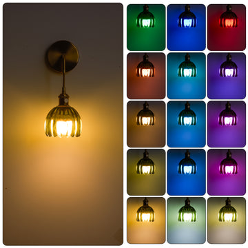 2-Pack Vintage Cordless Glass Wall Lamp with  Rechargeable Light Bulbs