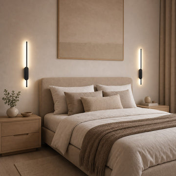 24"H Modern Long Strip Wall Sconces, Set of 2, Rechargeable, Magnetic installation