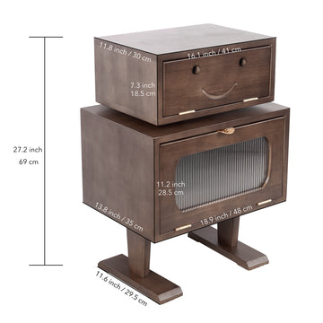27" Retro Wooden Robot Storage Cabinet