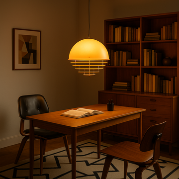 Sunrise Glow Pendant Light, Modern Dome Ceiling Lamp with Layered Metal Design