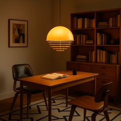 Sunrise Glow Pendant Light, Modern Dome Ceiling Lamp with Layered Metal Design