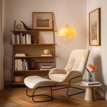 Sunrise Glow Pendant Light, Modern Dome Ceiling Lamp with Layered Metal Design