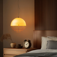 Sunrise Glow Pendant Light, Modern Dome Ceiling Lamp with Layered Metal Design