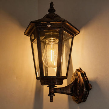 2PCS Antique Bronze Finish European-style Retro Outdoor Wall Light. It Features A Vintage, Weatherproof Design Reminiscent of Traditional Victorian Lanterns