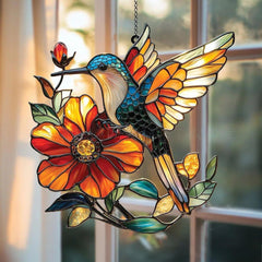 Bright Hummingbird Sun Catcher Window Colorful Acrylic Creating Reflective Light Spots for Indoor Outdoor Decoration Acrylic Hummingbird Sun Catcher Windproof for Outdoor Decoration No Fade