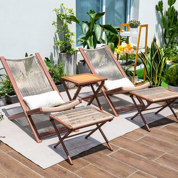 Outdoor Rattan Folding Swing Lounger with Cushion