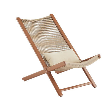 Outdoor Rattan Folding Swing Lounger with Cushion