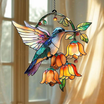 Bright Hummingbird Sun Catcher Window Colorful Acrylic Creating Reflective Light Spots for Indoor Outdoor Decoration Acrylic Hummingbird Sun Catcher Windproof for Outdoor Decoration No Fade
