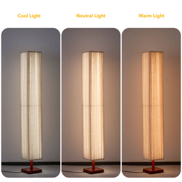 Modern Fabric Column Floor Lamp with Pleated Shade