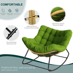 Outdoor Rocking Chair, Oversized Papasan Chair, Indoor Comfy Lounge Rocker
