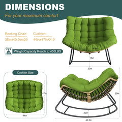 Outdoor Rocking Chair, Oversized Papasan Chair, Indoor Comfy Lounge Rocker