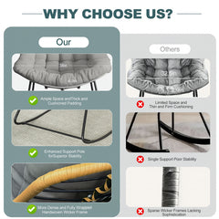 Outdoor Rocking Chair, Oversized Papasan Chair, Indoor Comfy Lounge Rocker