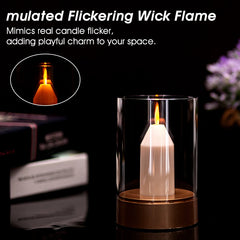 Smart Induction Candle Lamp with Glass Shade, Hand-Wave Dimmable LED Ambient Light