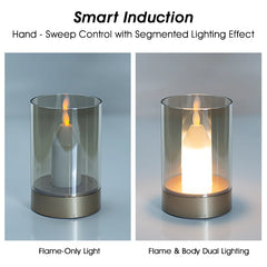 Smart Induction Candle Lamp with Glass Shade, Hand-Wave Dimmable LED Ambient Light