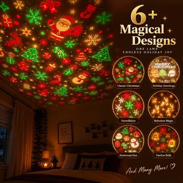 USB Christmas Tree Projector Night Light, with 6 Festive Scenes