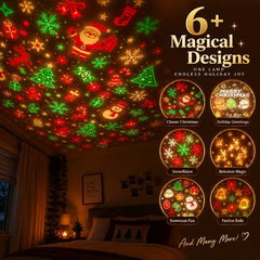 USB Christmas Tree Projector Night Light, with 6 Festive Scenes