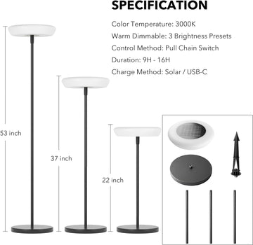 Minimalist  Solar Powered Outdoor Floor Lamp