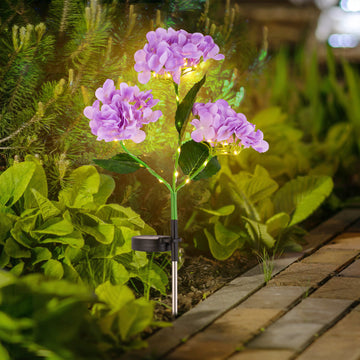 2-Pack Solar Powered Hydrangea Pathway Light