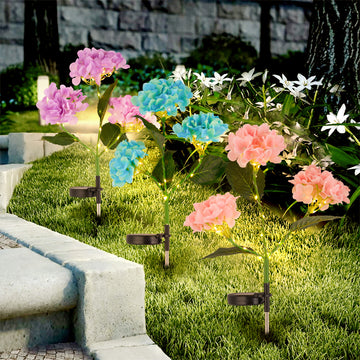 2-Pack Solar Powered Hydrangea Pathway Light