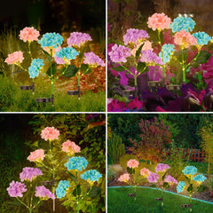 2-Pack Solar Powered Hydrangea Pathway Light