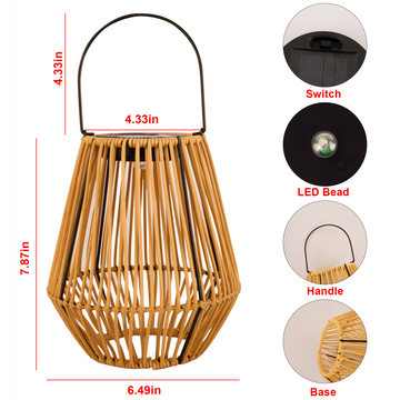 Solar Powered Outdoor Rattan Lantern