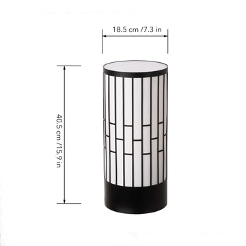 Japanese Style Floor Lamp, Cylindrical Table Floor Lamp with Fabric Shade, Warm Ambient LED Lamp for Living Room, Bedroom, Reading Nook, Minimalist Home Decor