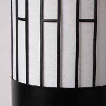 Japanese Style Floor Lamp, Cylindrical Table Floor Lamp with Fabric Shade, Warm Ambient LED Lamp for Living Room, Bedroom, Reading Nook, Minimalist Home Decor