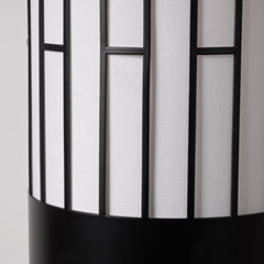 Japanese Style Floor Lamp, Cylindrical Table Floor Lamp with Fabric Shade, Warm Ambient LED Lamp for Living Room, Bedroom, Reading Nook, Minimalist Home Decor