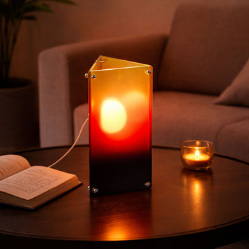 Sunrise Triangle Table Lamp - Interactive Sunset Mood Light with Manual Height-Adjustable "Sun"