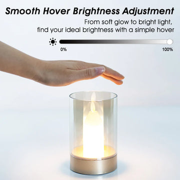 Smart Induction Candle Lamp with Glass Shade, Hand-Wave Dimmable LED Ambient Light