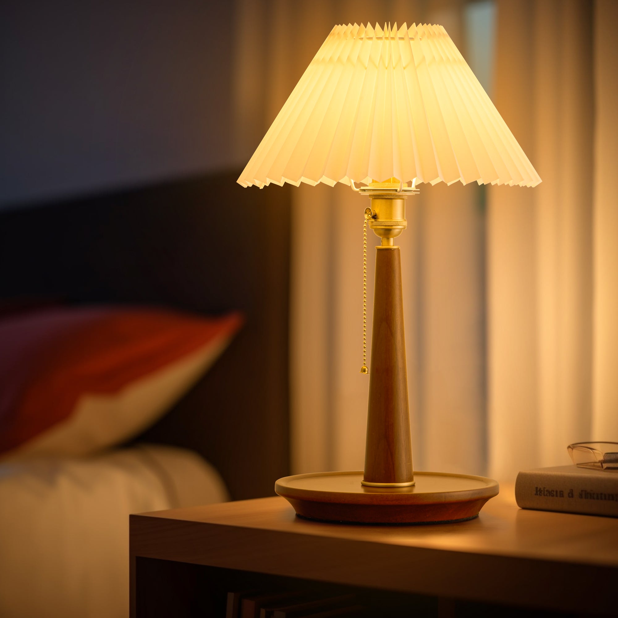 Walnut Table Lamp with Empire Lamp Shade bedside lamp