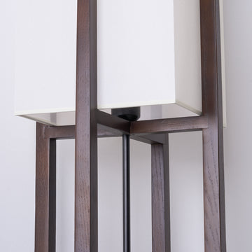 Minimalist Japanese Zen Floor Lamp, Solid Wood Standing Lamp with Soft Fabric Shade