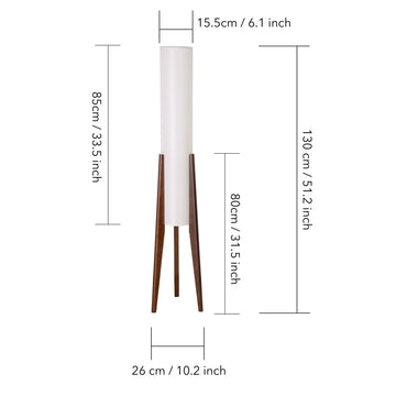 Modern Cylinder Floor Lamp with Wooden Tripod Legs