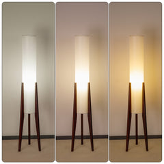 Modern Cylinder Floor Lamp with Wooden Tripod Legs