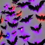 24pcs Halloween 3D Glowing Bat Decorations