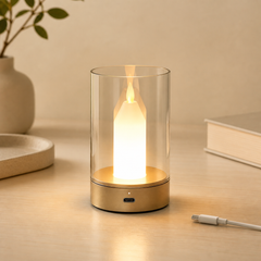 Smart Induction Candle Lamp with Glass Shade, Hand-Wave Dimmable LED Ambient Light