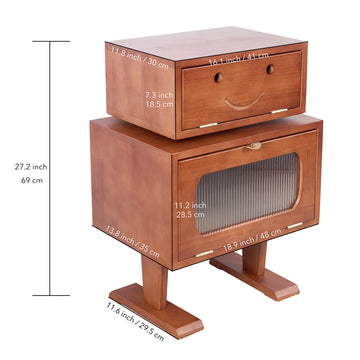 27" Retro Wooden Robot Storage Cabinet
