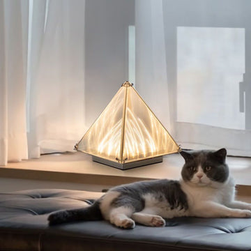 Modern Pyramid Table Lamp with Hand-Wave Control, 3 Color Modes & Stepless Dimming